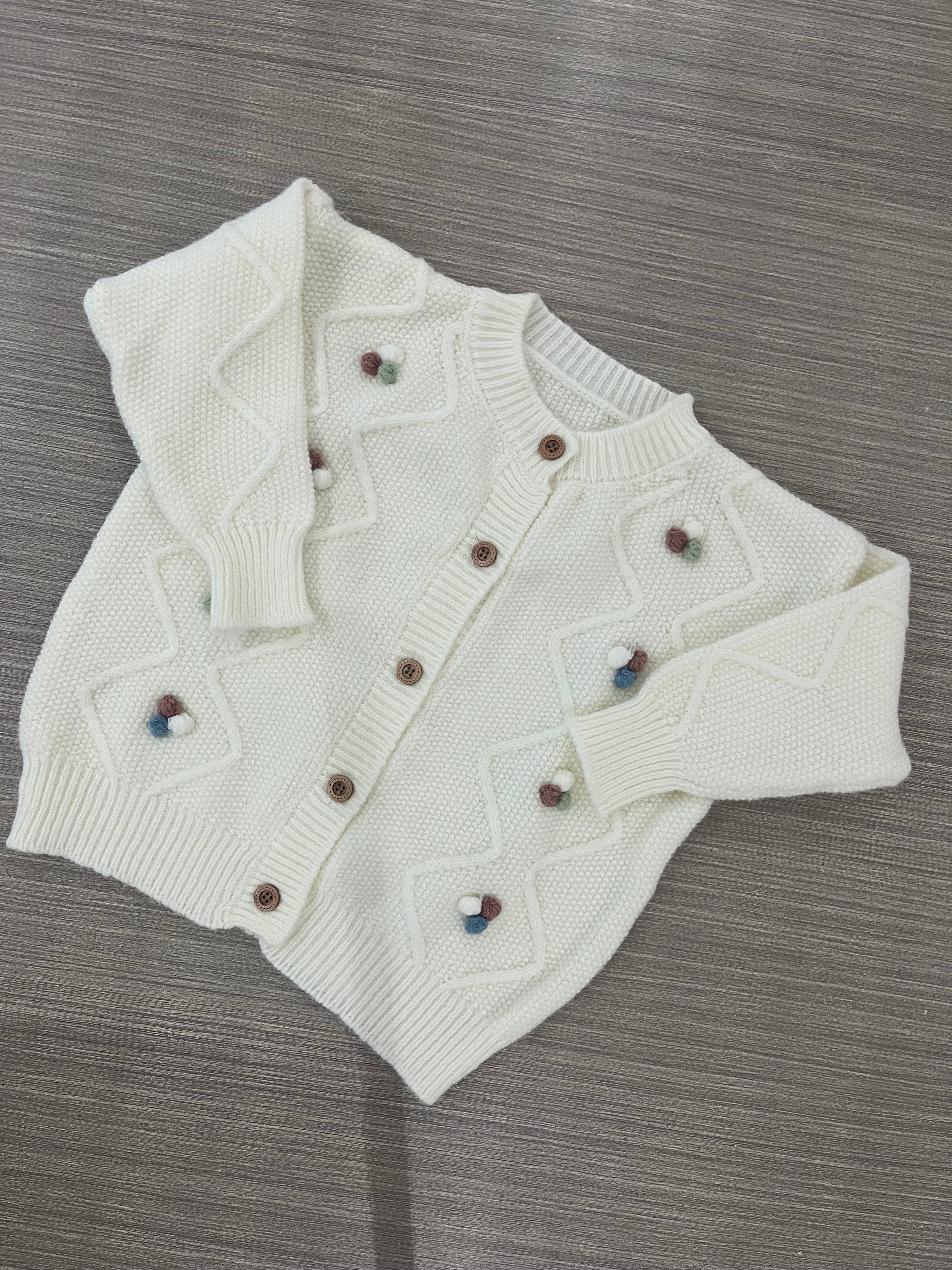 Pom Detail Knit Cardigan