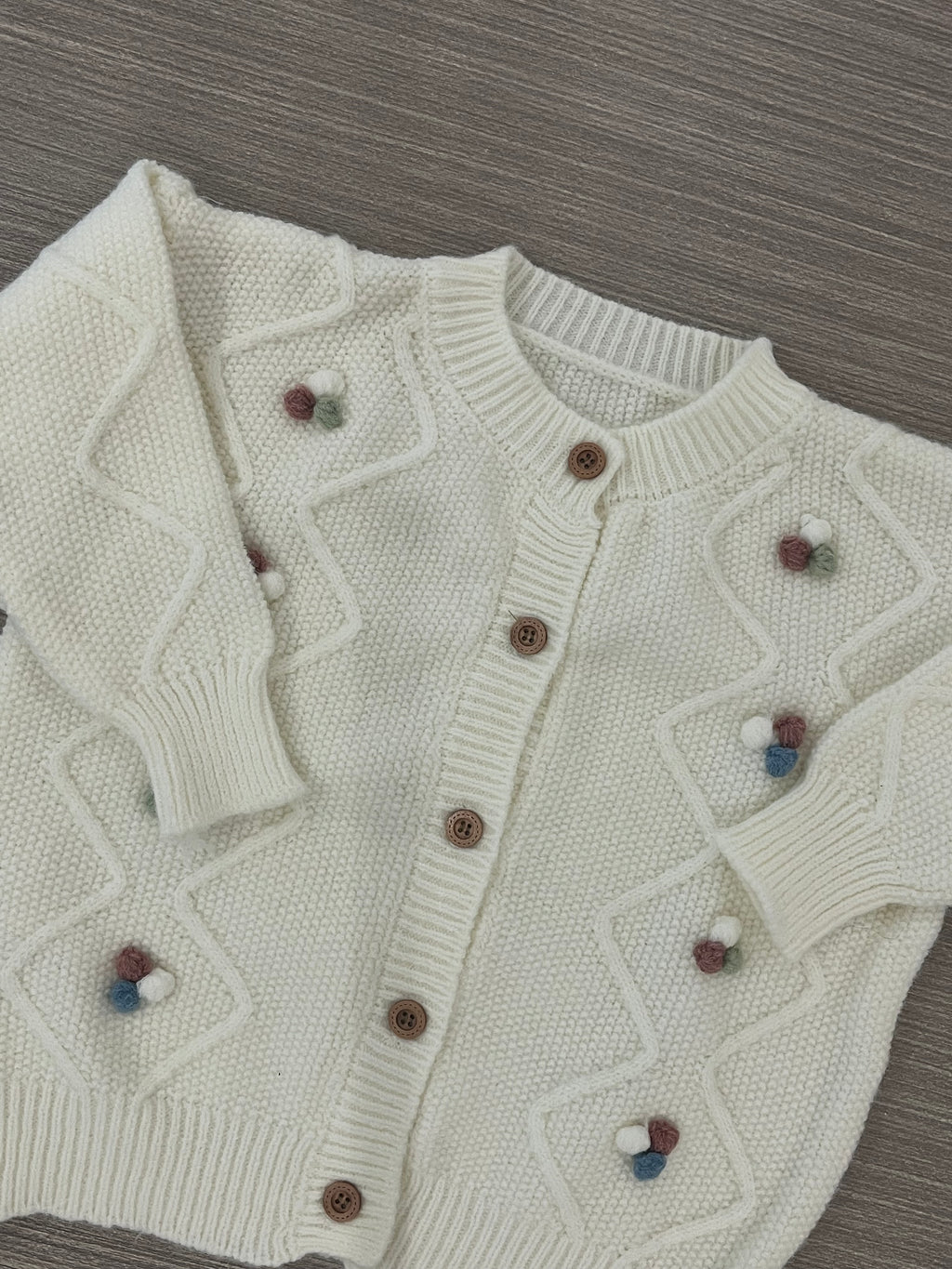 Pom Detail Knit Cardigan