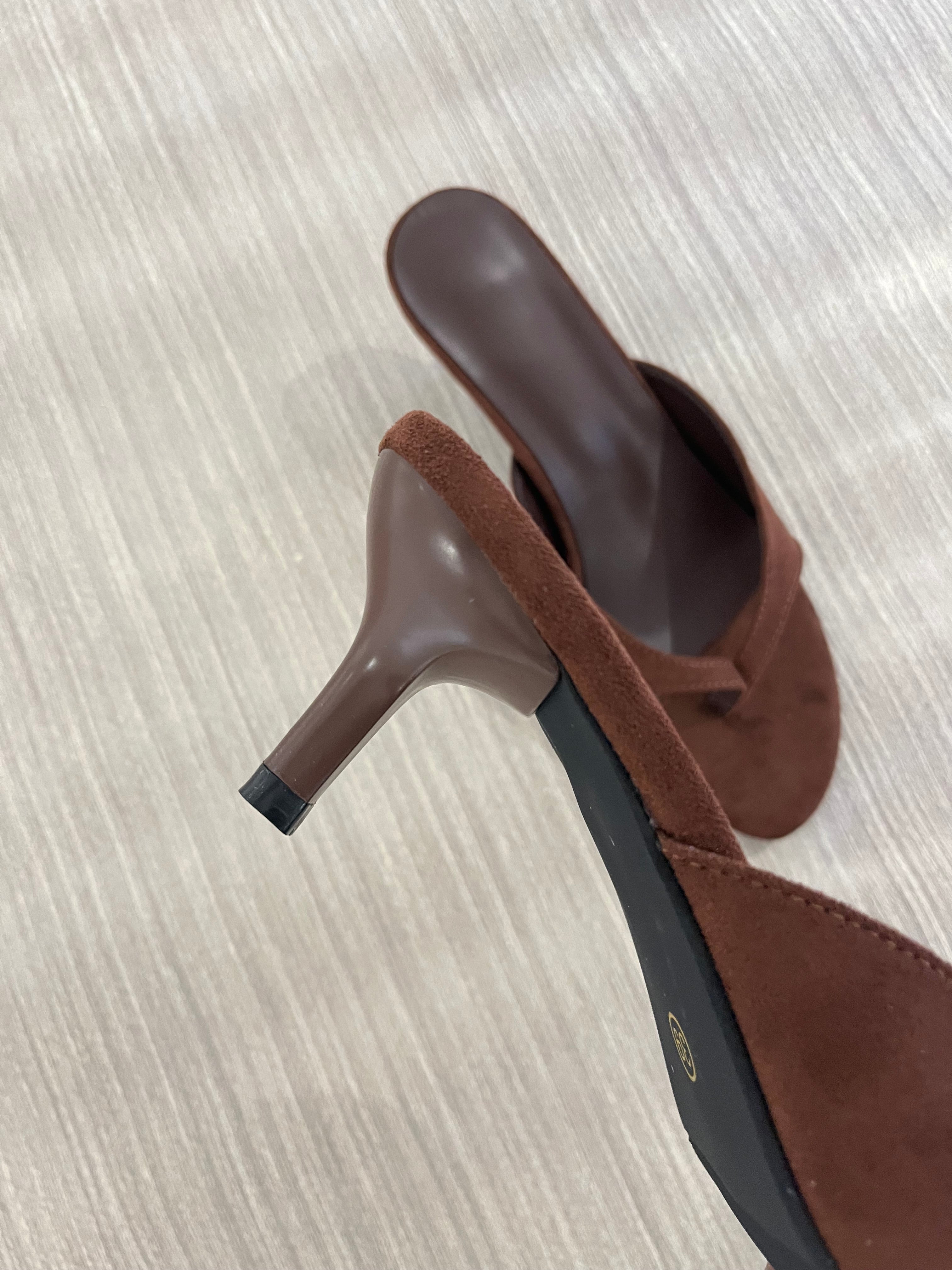 Soft Step Suede Mule Heels